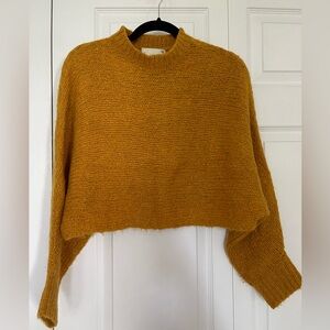 Wilfred Free Aritzia Mustard Yellow Gold Alpaca Wool Mock Neck Cropped Sweater